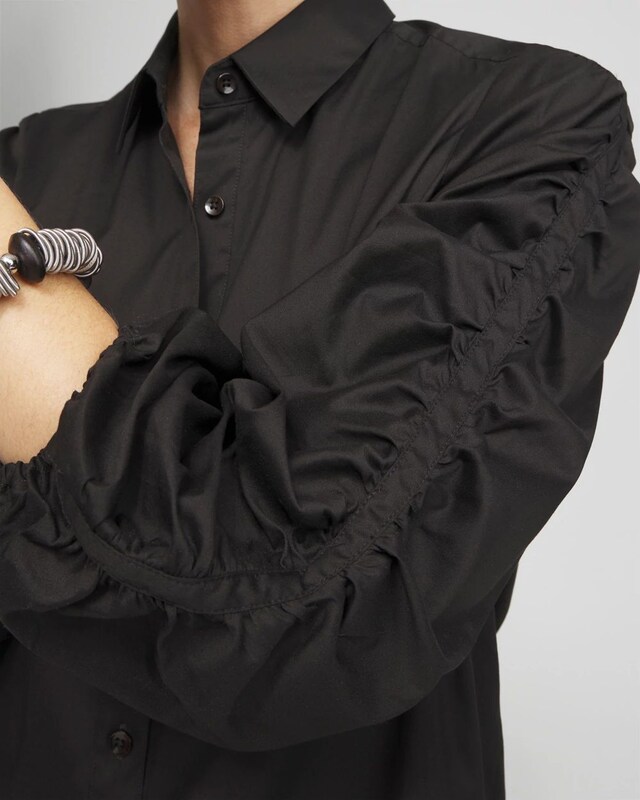 Poplin Ruched Sleeve Shirt - image 4